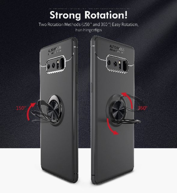 Ốp lưng Samsung Note 8 chống sốc giá đỡ kiêm Nhẫn Ô tô hiệu Auto Focus cao cấp siêu bền
