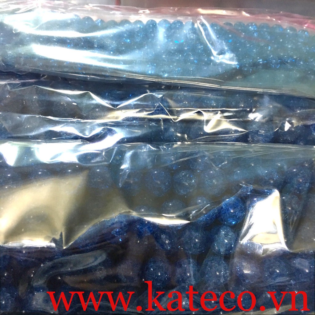 Hạt đá tuyết loại tốt màu xanh đậm Chuỗi dài 38cm