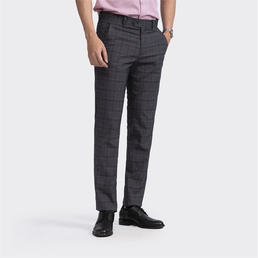 Quần Âu Nam Quần Tây Công Sở Cao Cấp ARISTINO ATR01502 Kẻ Caro màu Xám và Xanh Than Dáng Slim Fit Ôm Nhẹ Vải Polyester
