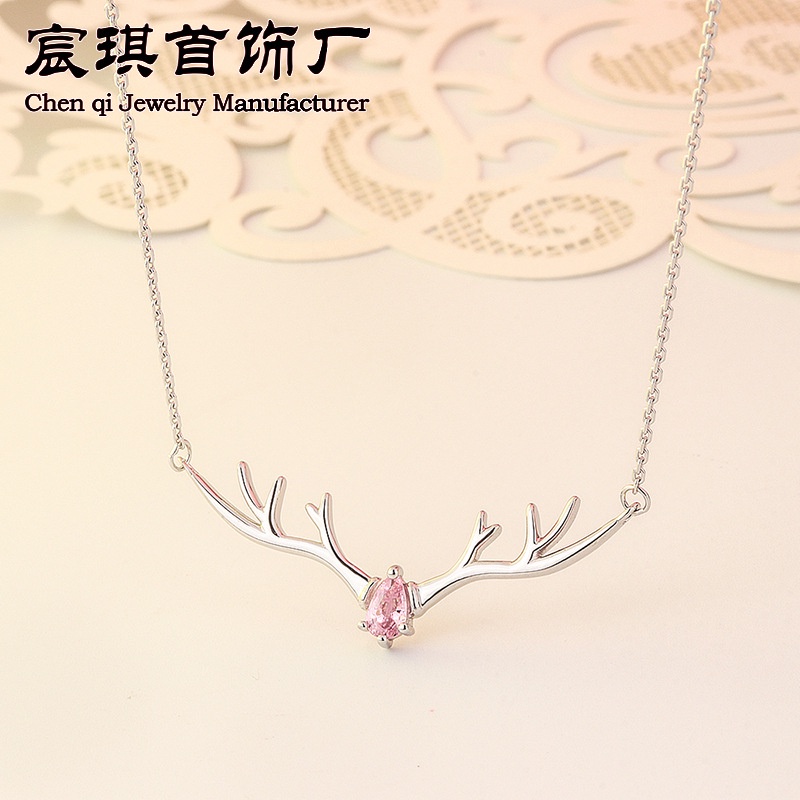 Dây Chuyền Bạc Mặt Sừng Hươu Thời Trang Cho Nữ