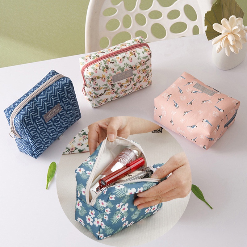 Túi Đựng Đồ Trang Điểm In Hình Chim Hồng Hạc Ốp