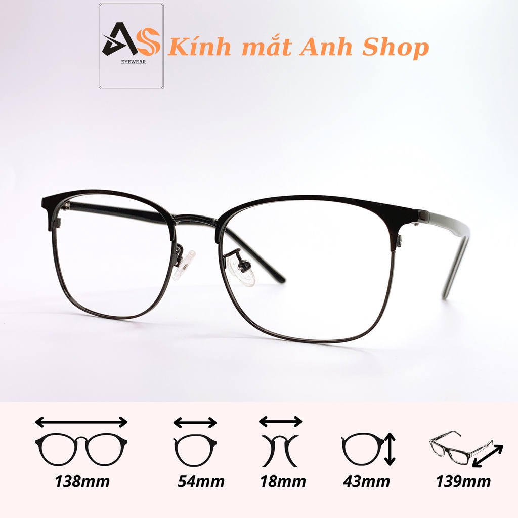 Gọng kính mắt vuông chất liệu kim loại chắc chắn 1009