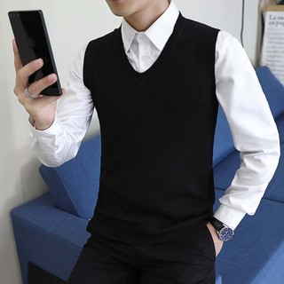 Áo Sweater Không Tay Cổ Chữ V Thanh Lịch Theo Phong Cách Mùa Đông Anh Quốc Dành Cho Nam