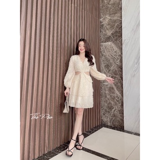 Helly dress - đầm voan lông khoét eo