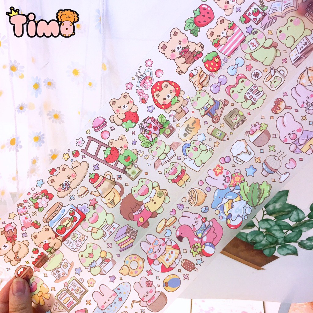 Washi tape chiết lẻ chu kỳ từ cuộn washi cute rộng 6cm dán sổ mũ bảo hiểm trang trí sổ tay dạng trong chống nước WS17-C