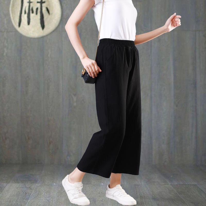 Quần Lửng Cotton Linen Ống Rộng Thời Trang Mùa Hè Cho Nữ 3xl 2021