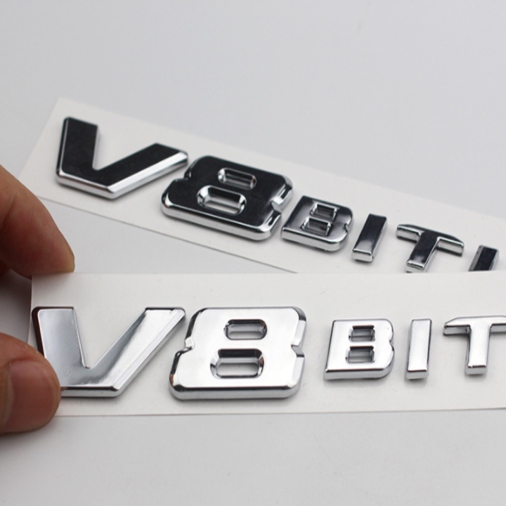 Decal tem chữ V8-Biturbo dán hông xe Mercedes mã V8BT - 1 hàng chữ