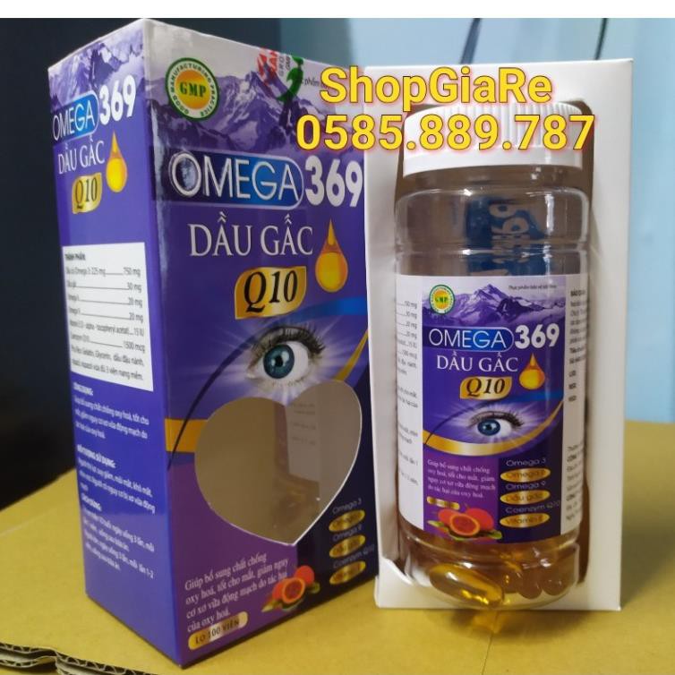 Omega 369 dầu gấc Q10 chứa dầu cá, dầu gấc, bổ sung vitamin làm đẹp da, chống lão hóa, giảm nhức mắt,mỏi mắt, tốt tim mạ