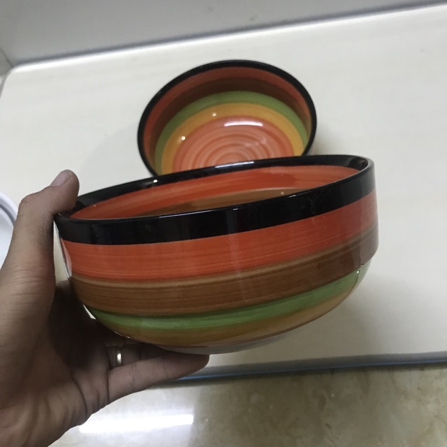 Set 2 Tô Sứ Cầu Vồng 7inch 18cm - Tô Sâu Lòng Tráng Men Cao Cấp - Tô Phở Tô Canh