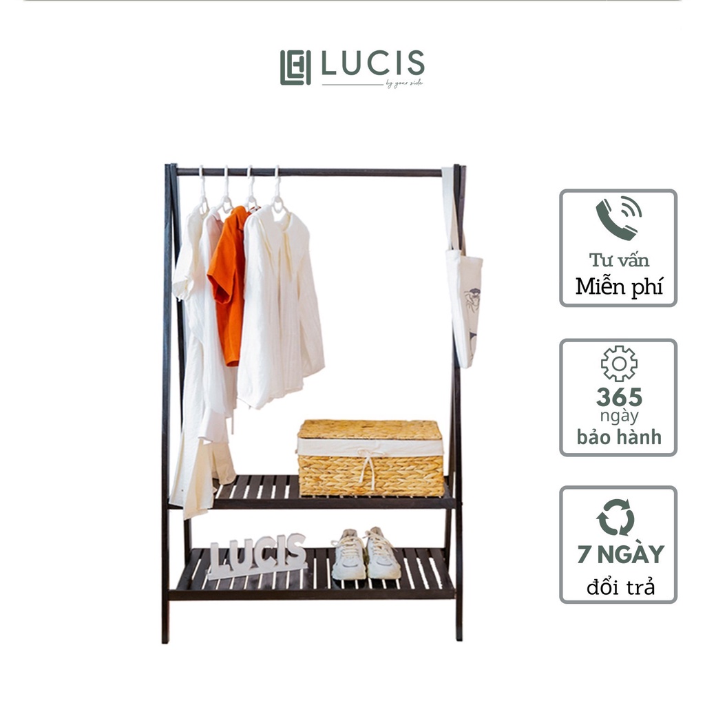 Giá treo quần áo chữ A cao cấp LUCIS 2 tầng màu đen size 80cm