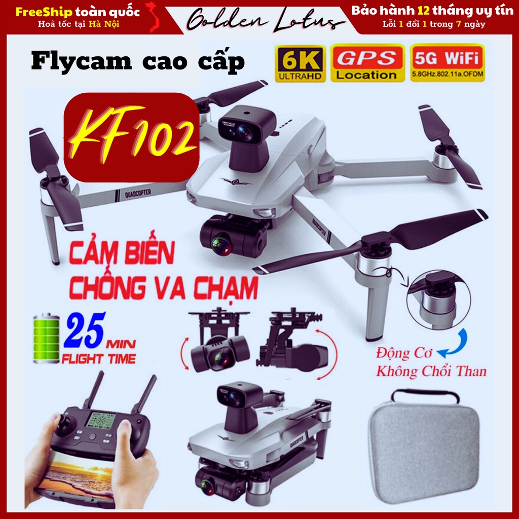 Flycam full chức năng Flycam KF102 thế hệ mới 2022 có cảm biến, tặng kèm bộ cánh