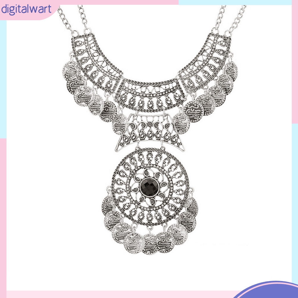 Vòng cổ Hợp Kim Mặt Hình Đồng Xu Phong Cách Boho Cho Nữ