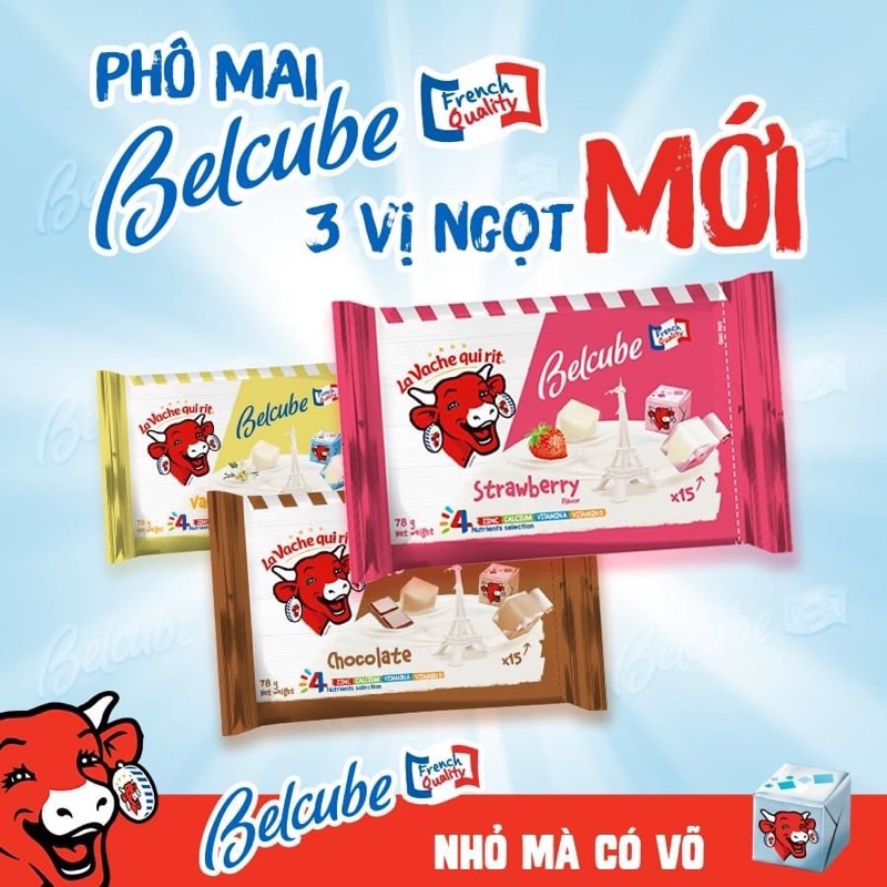 Date mới nhất - PHÔ MAI VUÔNG BELCUBE 3 vị Dâu/Socola/Vani