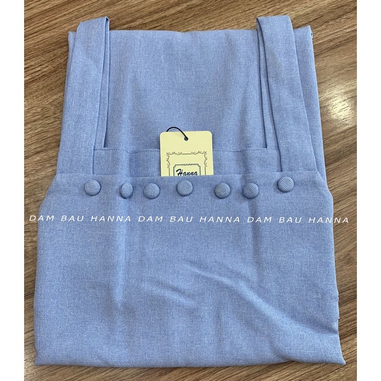 [HANNA Size 40-80kg] Đầm bầu yếm rời công sở cao cấp thoáng mát váy yếm màu đen có big size 40-80kg đầm bầu dài tới gối