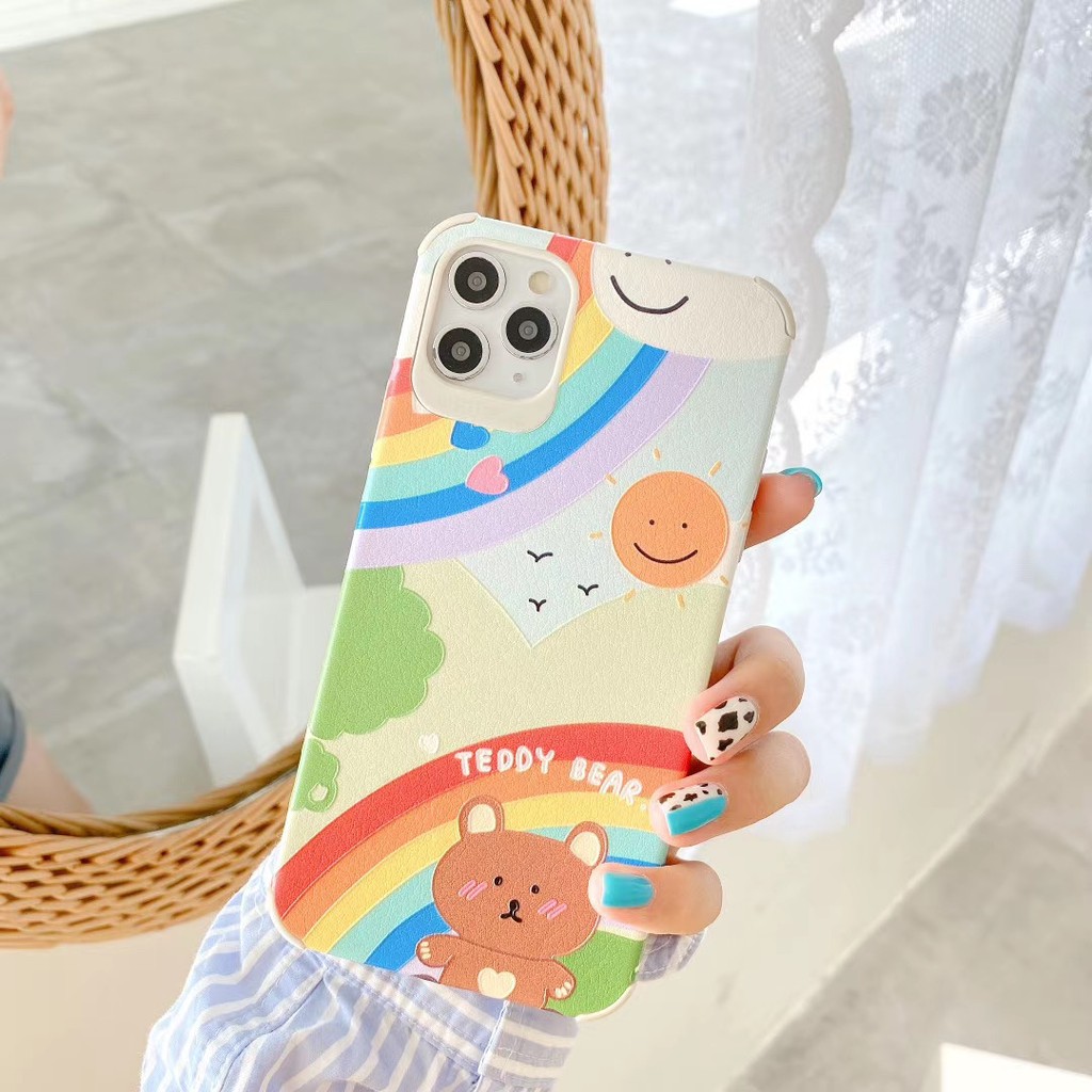 Ốp điện thoại mềm hình gấu cầu vồng cho iPhone 7 8 SE2020 Plus X XS XR XSmax 11 Pro Promax | BigBuy360 - bigbuy360.vn