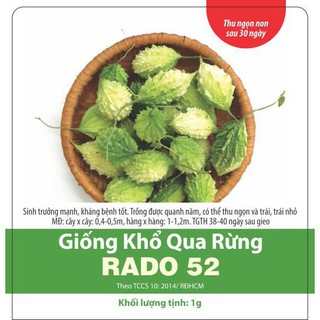 Hạt Giống Mướp Đắng/ Khổ Qua Rừng Rado 52 Năng Suất Cao Gói 1 g