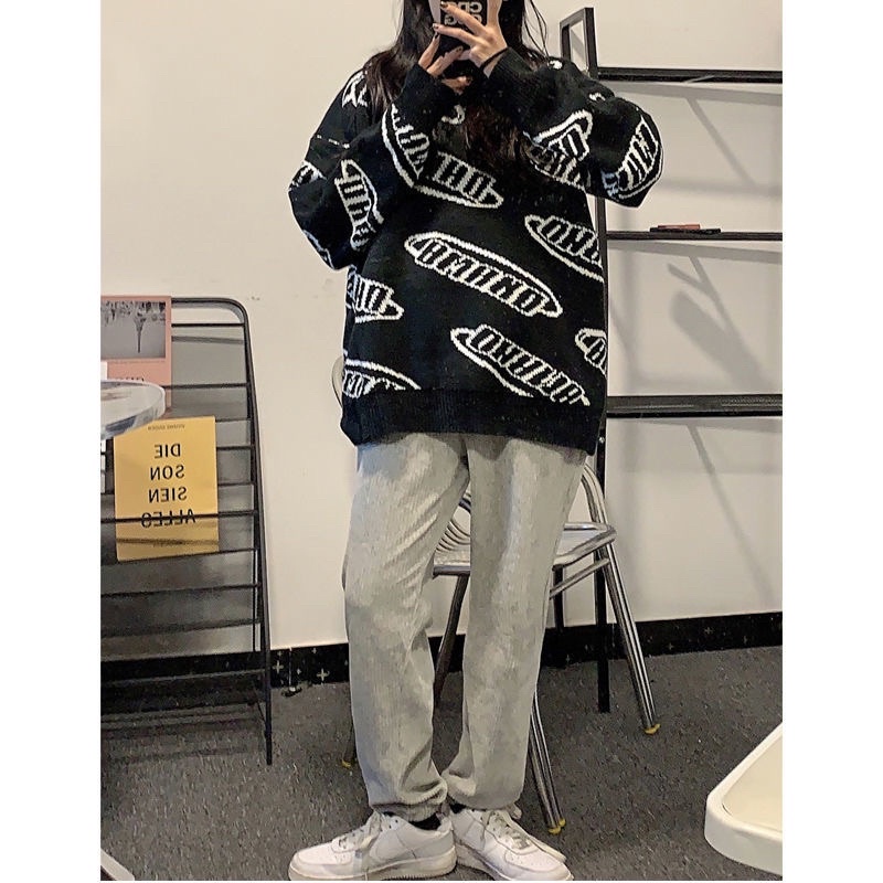 Áo len dệt dài tay chữ form rộng unisex cá tính phong cách ulzzang Hàn Quốc dày dặn thu đông