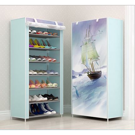 Tủ Vải Để Giầy Tủ Giầy 8 Tầng 7 Ngăn Khung Thép Đa Năng