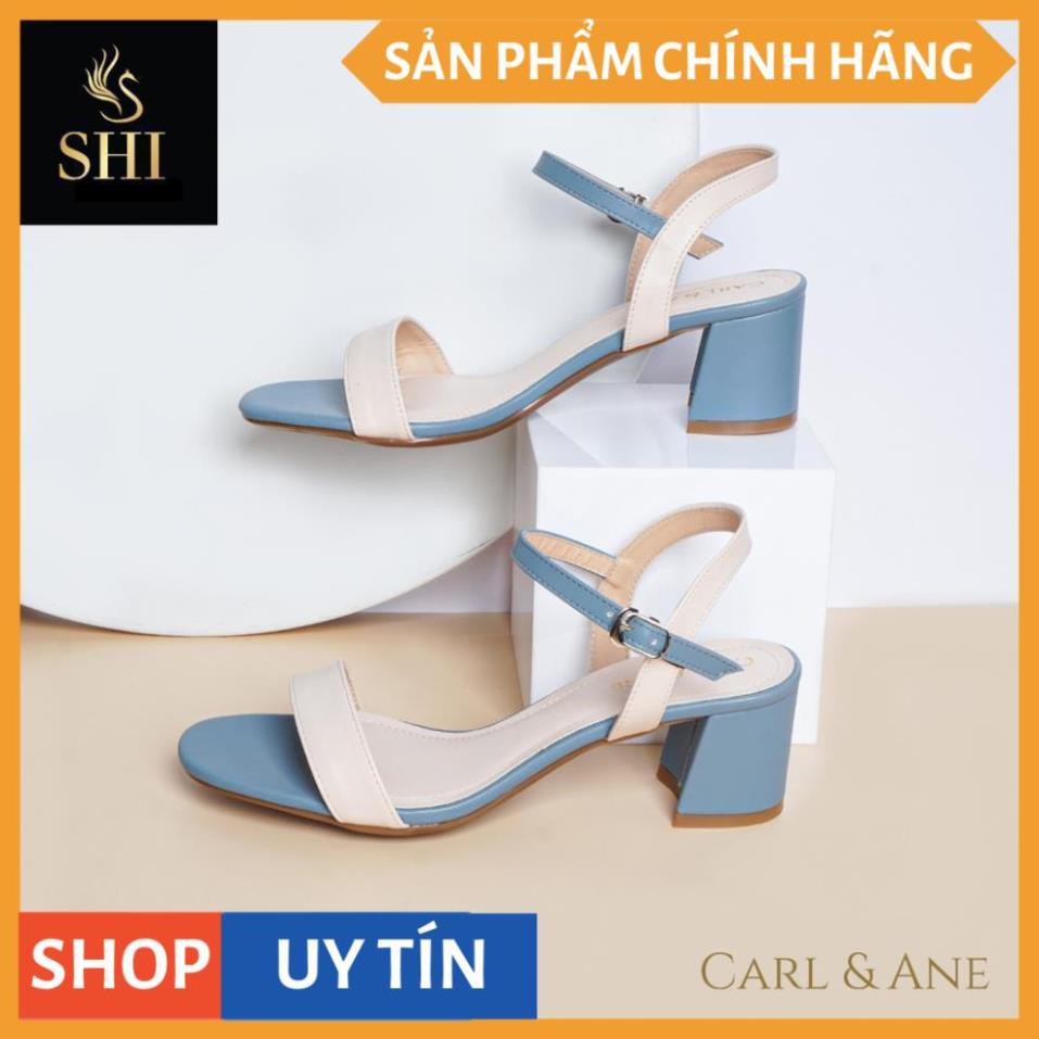 Carl & Ane - Giày sandal thời trang nữ mũi vuông phối dây nhiều màu tinh tế cao 5cm màu kem phối bò _ CS004 | BigBuy360 - bigbuy360.vn