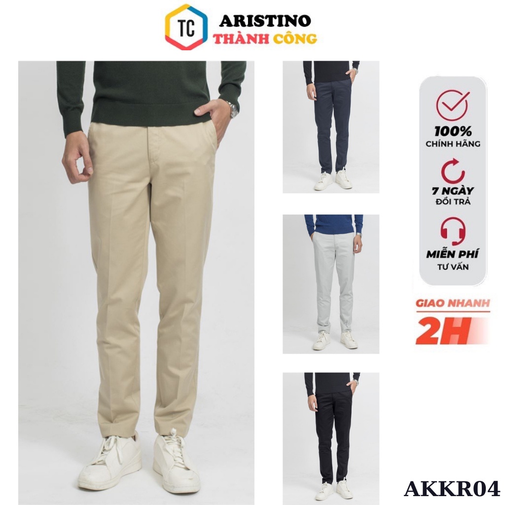 Quần kaki nam Aristino cotton cao cấp, from slim AKKR04
