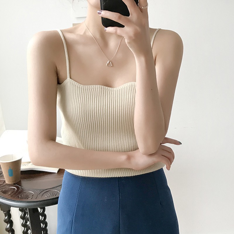 Áo Dây Mảnh Màu Trơn Thời Trang Cho Nữ