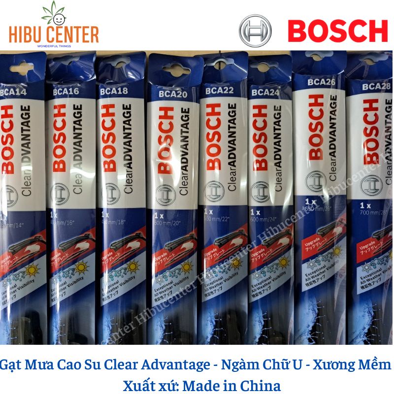 Gạt Mưa Cao Su BOSCH Clear Advantage - Móc Chữ U - Xương Mềm - Đủ Size | Chuyên Dành Cho Xe Châu Á