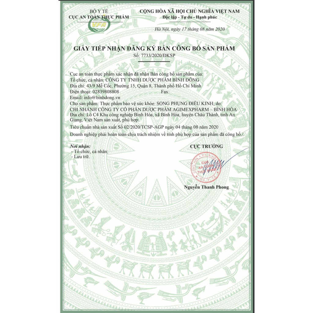 SONG PHỤNG ĐIỀU KINH - Thực phẩm bảo vệ sức khỏe hỗ trợ điều kinh bổ huyết, hết đau bụng kinh | BigBuy360 - bigbuy360.vn