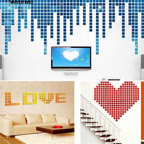 100 Mảnh gương hình vuông mini trang trí tường nhà độc đáo
