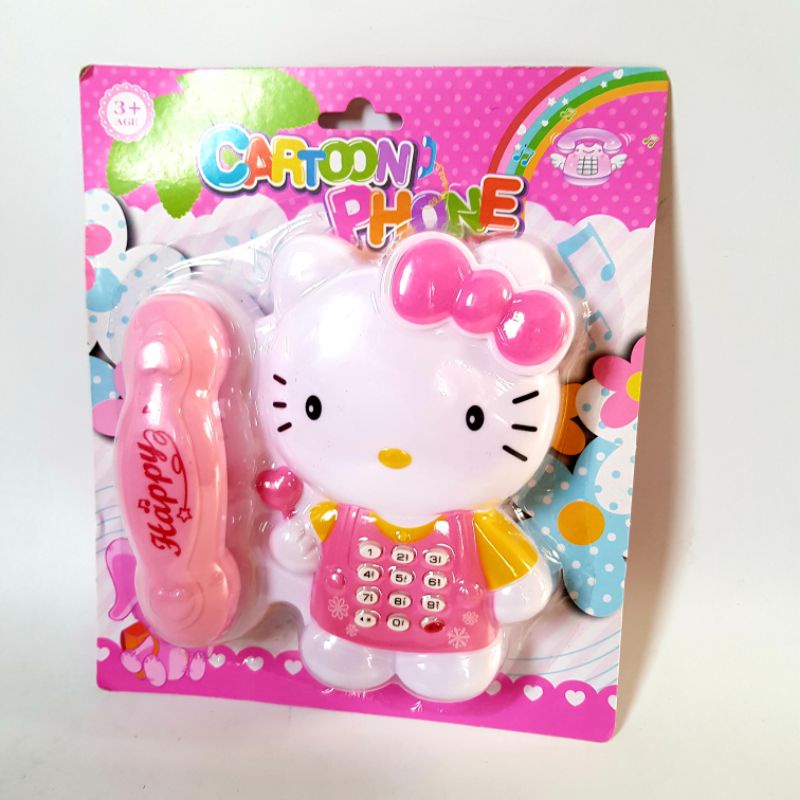 Đồ chơi điện thoại mèo Hello Kitty cỡ lớn, nhạc đèn (kèm 2 pin 2A) 1059