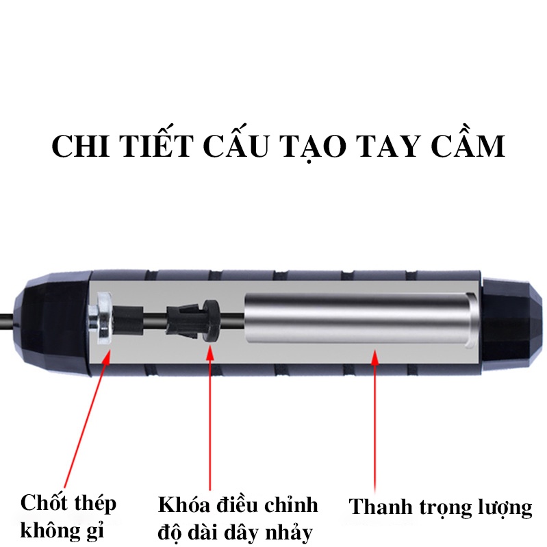 Dây Nhảy Thể Dục Tập Thể Lực Lõi Thép Tập Thể Thao Cao Cấp 2,8m MG09