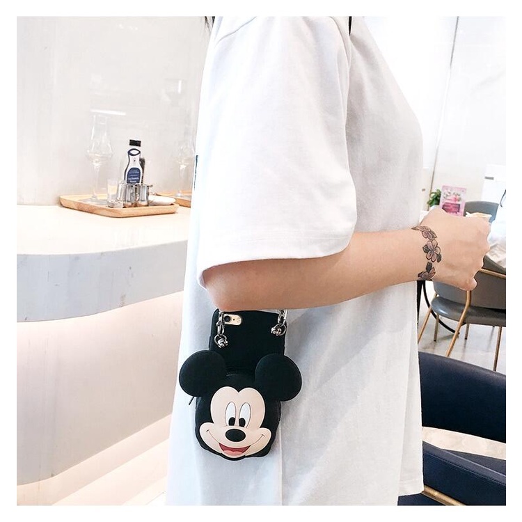Ốp Điện Thoại TPU Mềm Gắn Ví Hình Minnie 3D Dễ Thương Cho iPhone 7 8 Plus 13 12 11 Pro Max X XR XS Max 6S 6