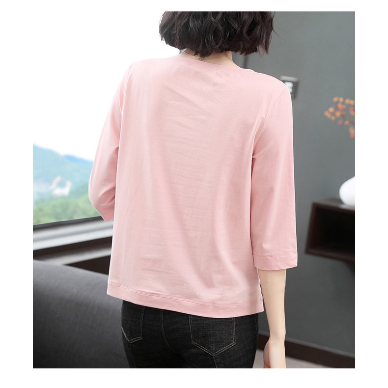 Áo Thun Tay Ngắn Thời Trang Cho Phụ Nữ Trung Niên