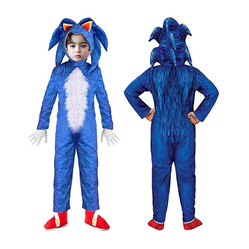 Newest Sonic Cosplay The Hedgehog Jumpsuit Child's Deluxe Costume Disfraz Costume Halloween gift