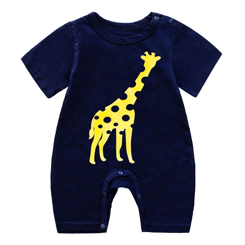 Bộ Áo Liền Quần Vải Cotton Mỏng Tay Ngắn In Hoạt Hình Kiểu Hàn Quốc Thời Trang Mùa Hè Cho Bé