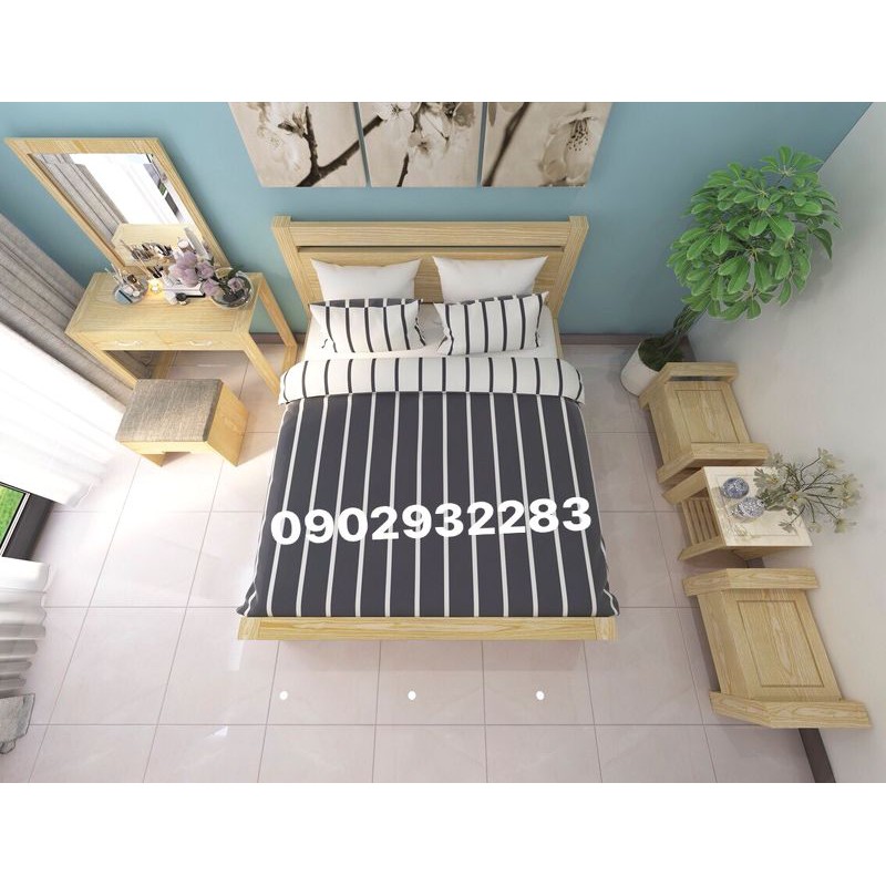 Trọn bộ giường ngủ gỗ sồi mẫu hiện đại MS19