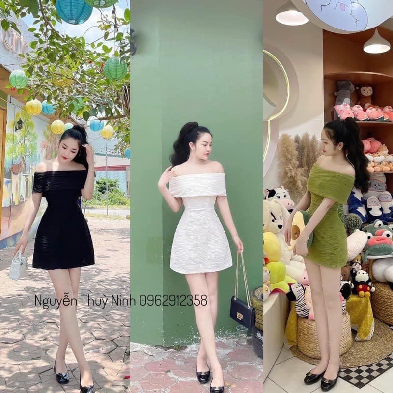 (BIGSIZE 60-95KG)Đầm bẹt vai body siêu gọn dáng cho nàng chuppy