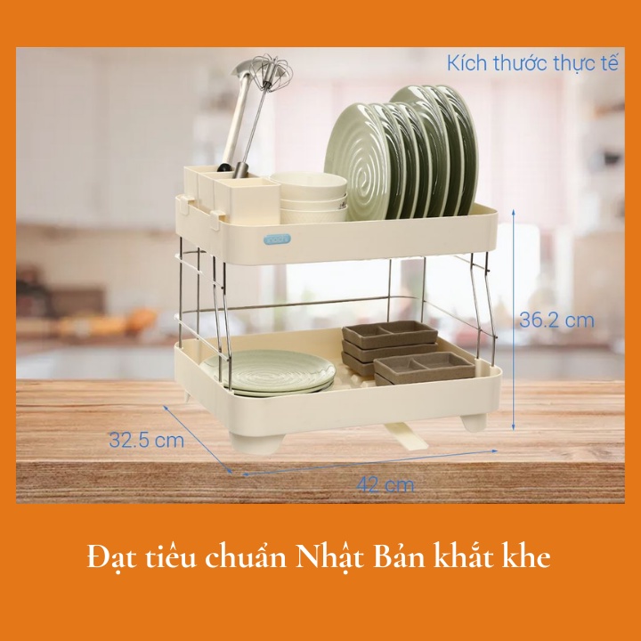 Kệ giá úp chén bát inochi úp đĩa tô, thông minh, cao cấp, kháng khuẩn Nhật Bản, không nắp đậy, thoát nước Vapu HCM