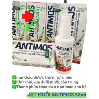Dung dịch Xịt đuổi muỗi Antimos cho bé - Tinh dầu bạc hà