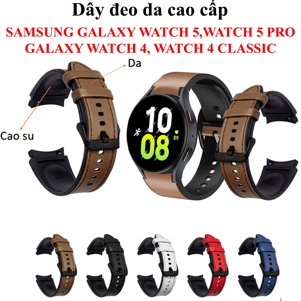 Dây đeo Da cao su cho đồng hồ Galaxy Watch 5, Galaxy Watch 4