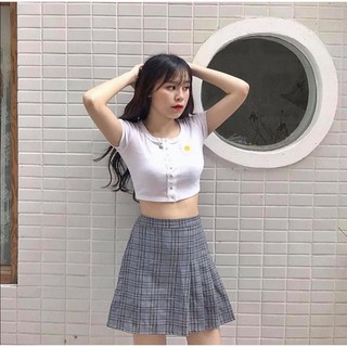 [SIÊU XINH] Áo croptop thun hoa cúc thêu (Sỉ từ 5sp bất kỳ)