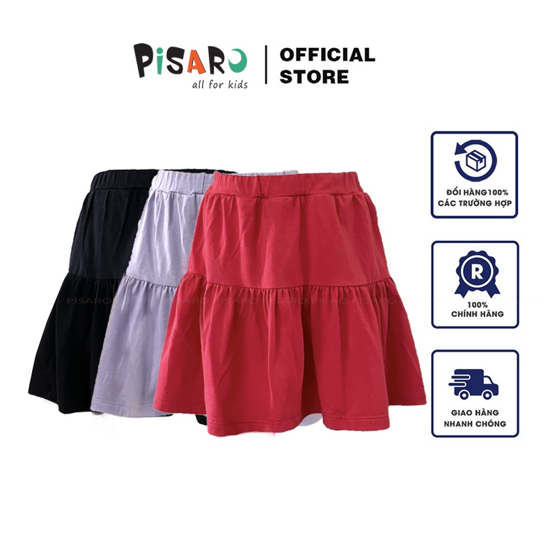 Chân váy cotton bé gái PISARO có quần đùi bên trong cho bé từ 1- 9 tuổi