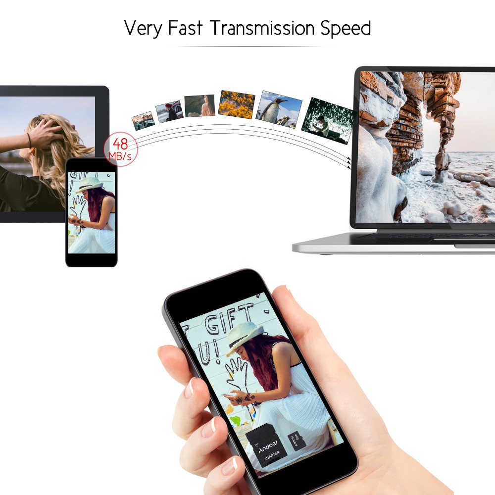 Thẻ nhớ andoer 8GB và vỏ adapter cho máy ảnh