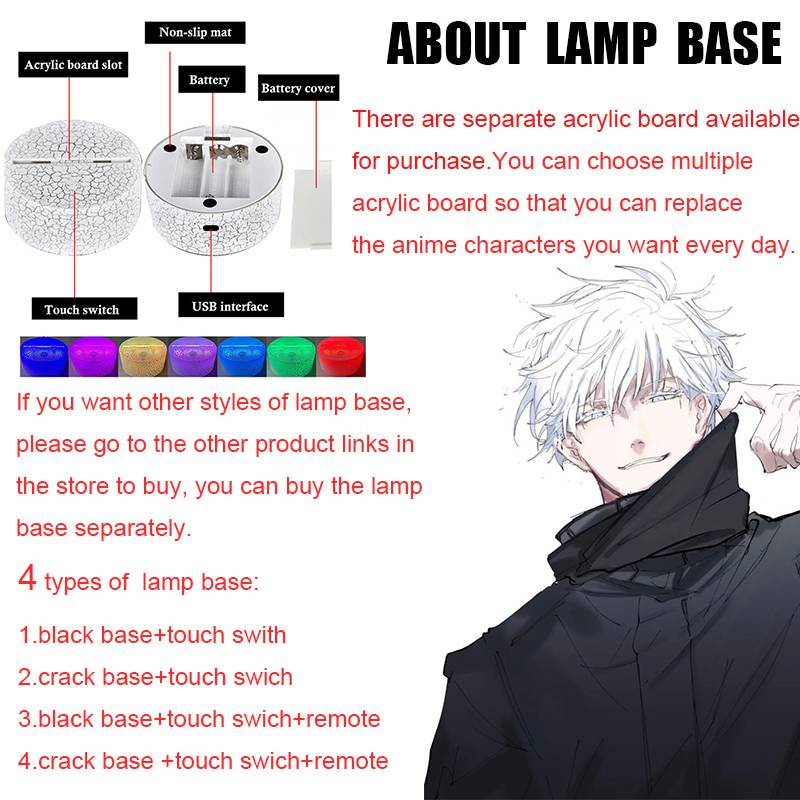 Đèn Ngủ LED Sạc USB Hình Nhân Vật Anime Gojo Satoru 3
