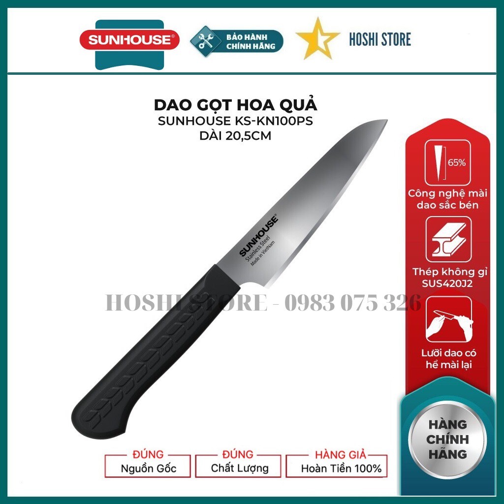 Dao gọt hoa quả xuất Nhật siêu sắc đa năng SUNHOUSE KS-KN100PS - Sản xuất bới Masamoto Việt Nam