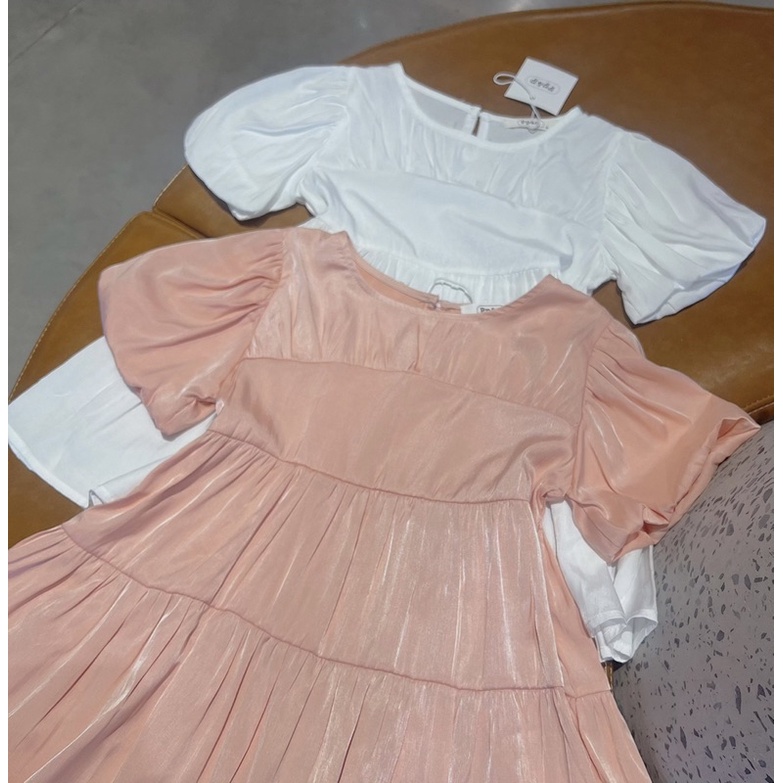 Đầm váy cao cấp thiết kế xếp lớp cổ tròn kiểu dáng đáng yêu, chất mát cho bé đi tiệc Camellia