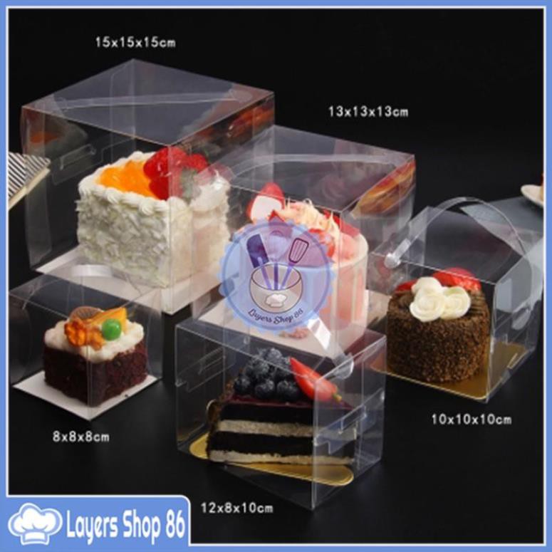 Hộp gato mica trong có quai xách 15x15x15cm