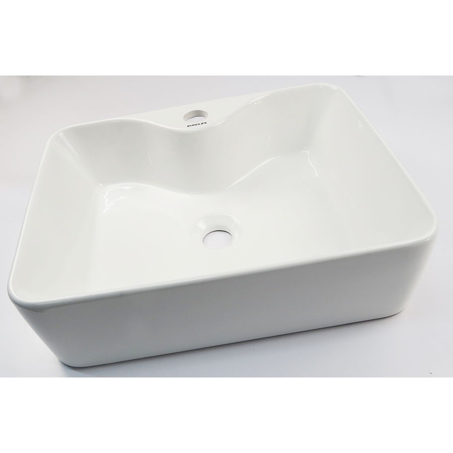 Chậu Lavabo sứ vuông dương bàn, men Nano tuyết sáng bóng Eurolife EL-LVB04 (Trắng)