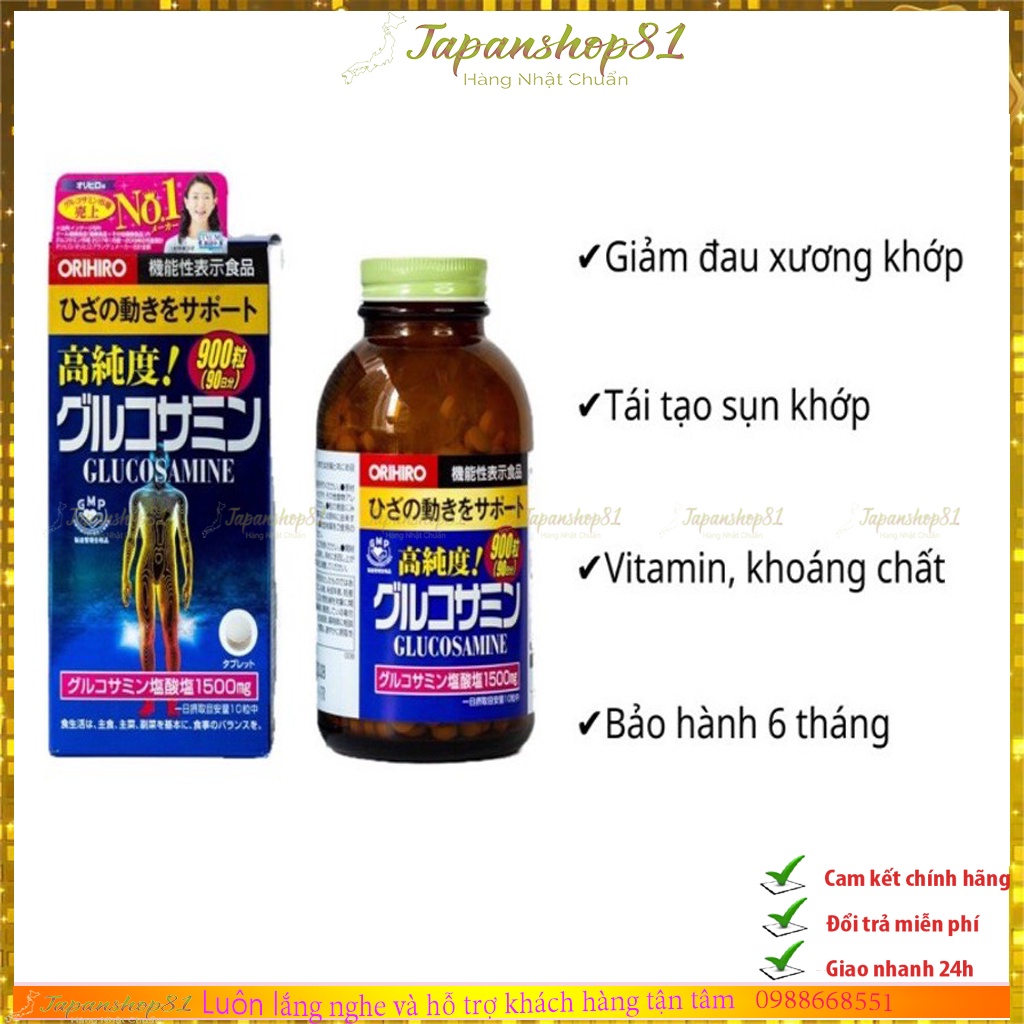 (Hàng Chuẩn) Hộp đựng 900 Viên bổ xương khớp Glucosamine Orihiro 1500mg Nhật Bản - JapanShop81