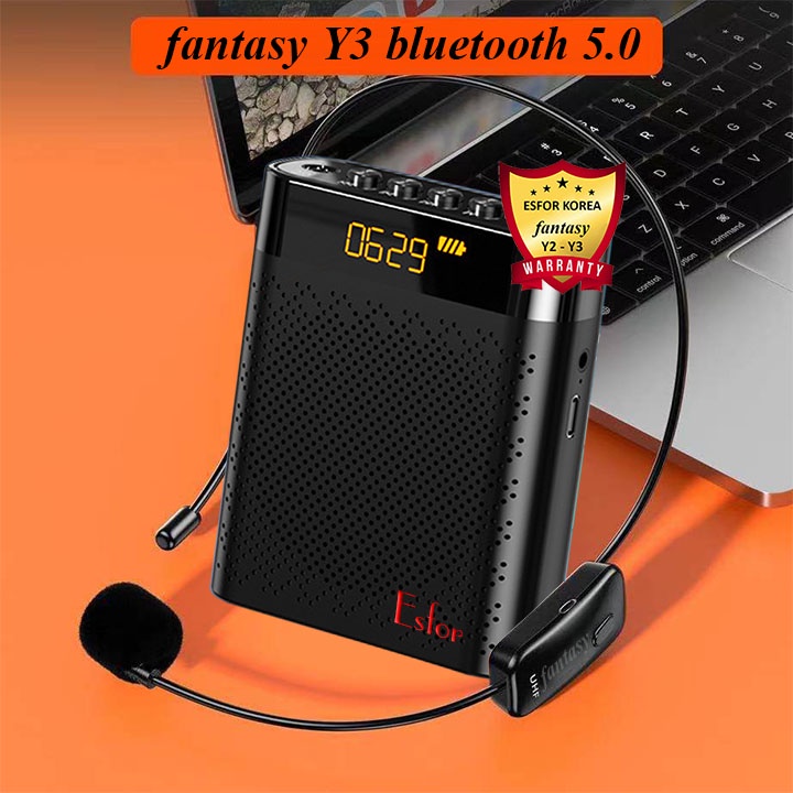 Máy trợ giảng không dây Esfor Fantasy Y3 Hàn Quốc, Loa Bluetooth song song 2 Mic, nhập khẩu chính hãng
