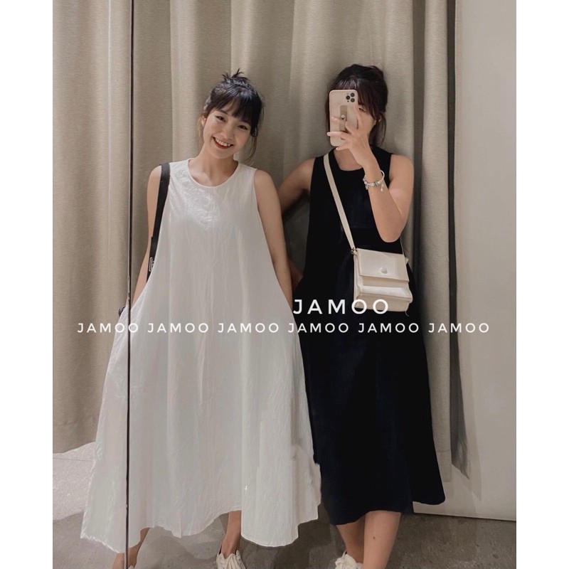 Váy ba lỗ suông chất thô trơn dáng xoè có túi hông_ Đầm nữ Jamoo( Hình kèm video thật) | BigBuy360 - bigbuy360.vn